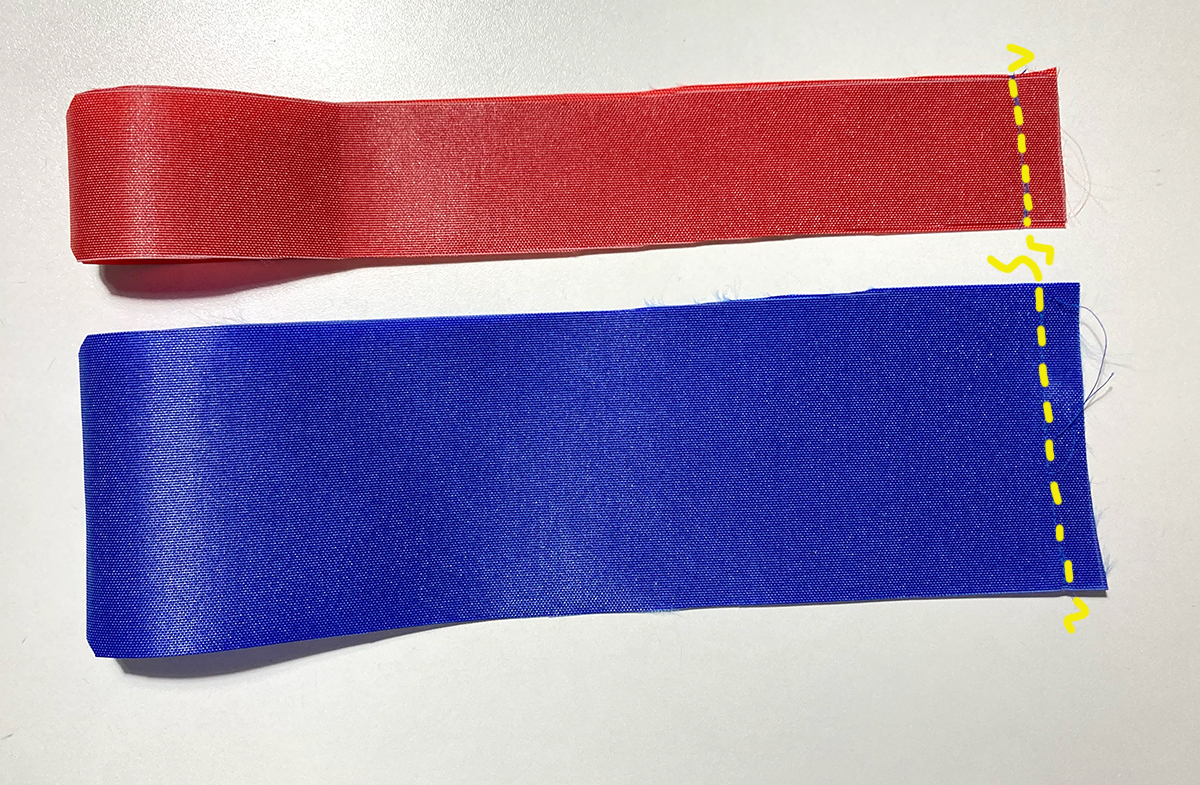 Streifen zu Ringen zusammen nähen