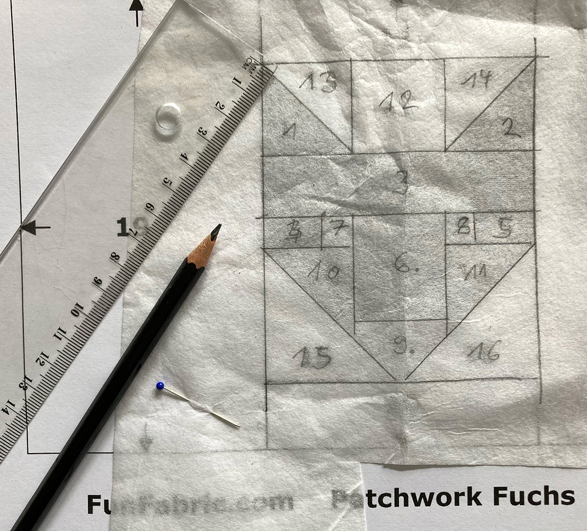 Einzelteile auf Vlieseline zeichnen