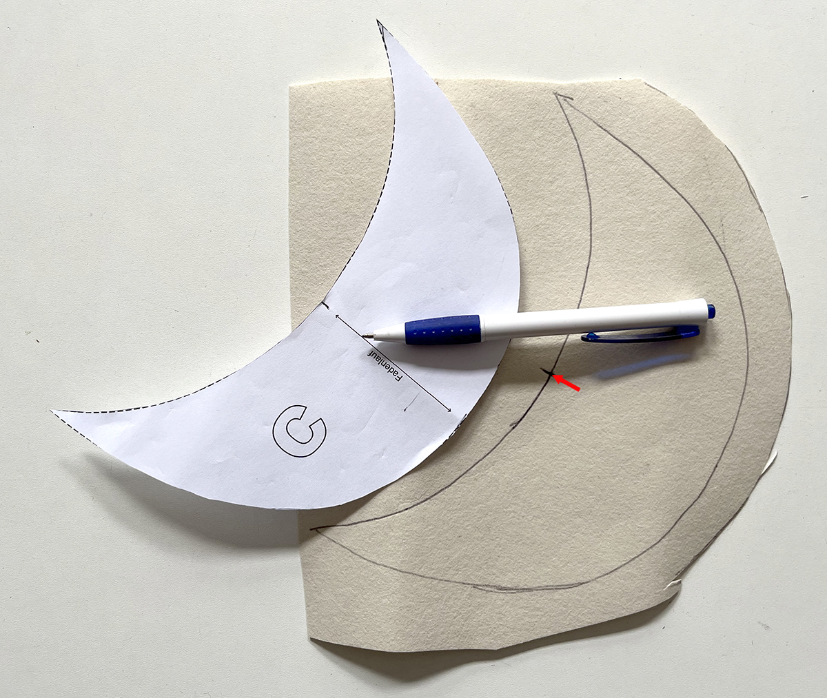 Einlage für Schirm aufzeichnen